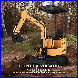 CREWORKS 12.5HP Mini Excavator 1 Ton Compact Digging Machine Rake Auger More