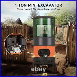 CREWORKS 13.5HP Mini Excavator 1 Ton Mini Crawler Excavator for Tight Space