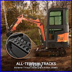 CREWORKS 13.5 hp Mini Digger 1 Ton Mini Crawler Excavator w All-Terrain Tracks
