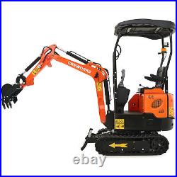 CREWORKS 13.5hp Mini Excavator 1 Ton Mini Digger Crawler with All-Terrain Tracks