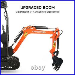 CREWORKS 13.5hp Mini Excavator 1 Ton Mini Digger Crawler with All-Terrain Tracks