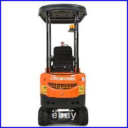 CREWORKS 13.5hp Mini Excavator 1 Ton Mini Digger Crawler with All-Terrain Tracks