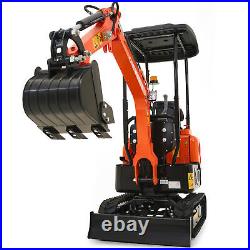 CREWORKS 13.5hp Mini Excavator 1 Ton Mini Digger Crawler with All-Terrain Tracks