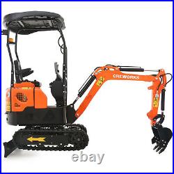 CREWORKS 13.5hp Mini Excavator 1 Ton Mini Digger Crawler with All-Terrain Tracks