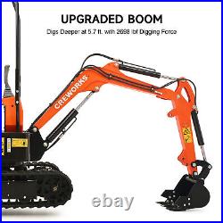 CREWORKS 13.8 hp Mini Excavator 1 Ton Mini Crawler Excavator w 2698 lbf Force