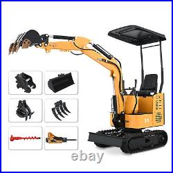 CREWORKS 1 Ton Excavator with 6 Steel Attachments Rubber Tracks for Tight Spaces