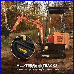 CREWORKS 23HP Mini Excavator 1.3 T Mini Crawler Excavator w All-Terrain Tracks