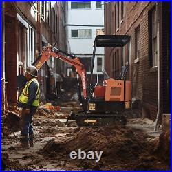 CREWORKS 23HP Mini Excavator 1.3 T Mini Crawler Excavator w All-Terrain Tracks