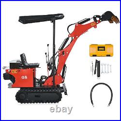 CREWORKS Excavator Mini Digger 0.8 Ton w 12.5HP Engine Canopy Rubber Tracks More