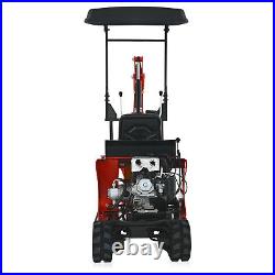 CREWORKS Excavator Mini Digger 0.8 Ton with Rubber Tracks Canopy Grease Gun Kit
