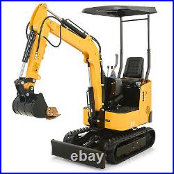 CREWORKS Mini Excavator 13.5HP 1-Ton Crawle Digger with 6 Attachments Auger More
