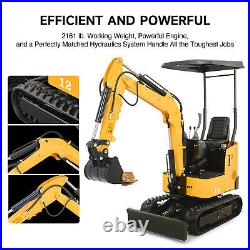 CREWORKS Mini Excavator 13.5hp 1 Ton Crawle Digger with 6 Attachments Auger More