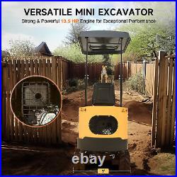 CREWORKS Mini Excavator 13.5hp 1 Ton Crawle Digger with 6 Attachments Auger More