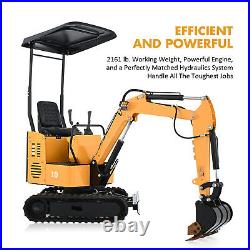 CREWORKS Mini Excavator 1 Ton 3ft Wide Digger w 12.5HP Engine 6 Attachments More