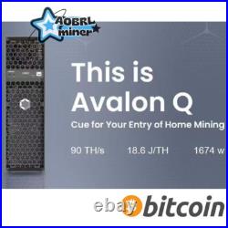Canaan Avalon Q 90TH/s BTC Miner 1674W Home Miner & US Power Cord Ship in Stock Canaan Avalon Q 90TH/s BTC Miner 1674W Home Miner & US Power Cord Ship in Stock
