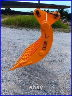 Cat 305 305.5 32 Mini Excavator Land Clearing Rake Root Rake 45mm Pin Holes