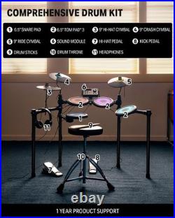 Donner DED-70L Electric Drum Set illuminated Lighted Mesh Pad + Throne Headphone Donner DED-70L Electric Drum Set illuminated Lighted Mesh Pad + Throne Headphone