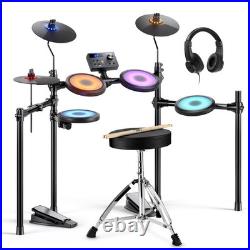 Donner DED-70L Electric Drum Set illuminated Lighted Mesh Pad + Throne Headphone Donner DED-70L Electric Drum Set illuminated Lighted Mesh Pad + Throne Headphone