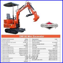 FREE SHIPPING 1Ton Mini Excavator B&S 13.5Hp Engine Hydraulic System Crawler EPA