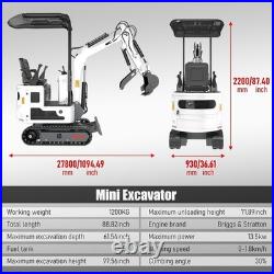 FREE SHIPPING 1.2 Ton Mini Excavator 13.5HP Gasoline Powered Compact Digger EPA