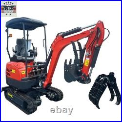 FREE SHIPPING 2025 2 Ton Mini Excavator, KUBOTA D902 16HP with FREE Grabber