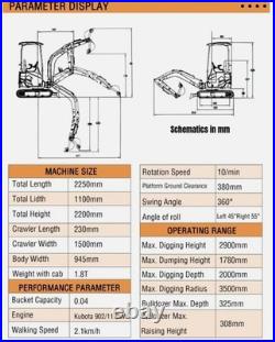 FREE SHIPPING 2026 2 Ton New Mini Excavator EPA certified USA KUBOTA Diesel D902