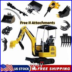 FREE SHIPPING Mini Excavator Kubota D722 Engine Side Swing with 11 attachments