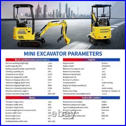 FREE SHIPPING Mini Excavator Kubota D722 Engine Side Swing with 11 attachments