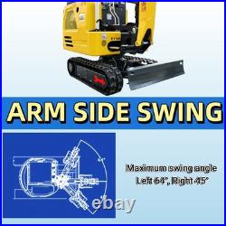 FREE SHIPPING Mini Excavator Kubota D722 Engine Side Swing with 11 attachments