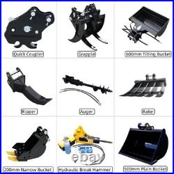 FREE SHIPPING Mini Excavator Kubota D722 Engine Side Swing with 11 attachments