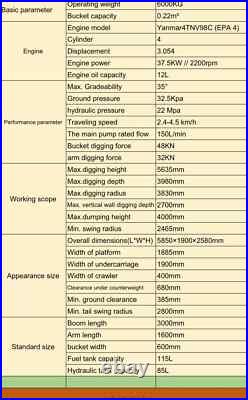 FREE SHIPPNG-New Excavator EPA Yanmar Diesel 12000 lbs, 61.5 HP