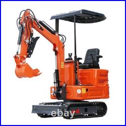 FREE SHIP 1Ton Mini Excavator B&S 13.5HP Crawler Tracked Hydraulic Thumb Digger