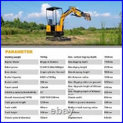 FREE SHIP 1 Ton Mini Excavator 13.5HP Mini Digger Briggs 13.5HP EAP Gas Engine