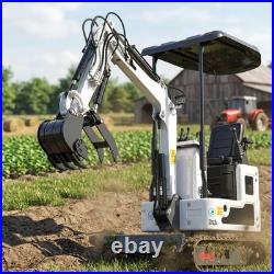 FREE SHIP 1 Ton Mini Excavator With Hydraulic Thumb, Bucket, B&S EPA Engine US