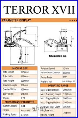FREE SHIP 2025 New Mini Excavator EPA certified USA KUBOTA Diesel D902 crawler