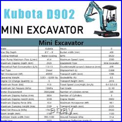 FREE SHIP 2.5T Mini Excavator Kubota D902 Pilot Control Side Swing Unassembled