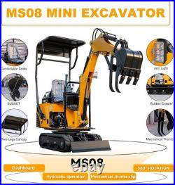 FREE SHIP Mini Excavators For Sale 0.8Ton Mini Digger 13.5HP EPA Engine