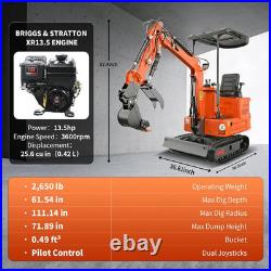 Free Ship 13.5HP Mini Excavator 1 TON B&S EPA Engine Whit Hydraulic Thumb Digger