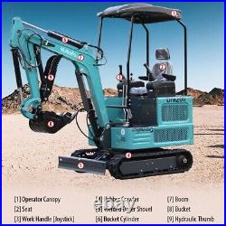 Free Ship 1.8 Ton Mini Excavator Digger Hydraulic Thumb Pioneer Kubota Diesel