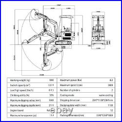 Free Ship 1.8 Ton Mini Excavator Digger Hydraulic Thumb Pioneer Kubota Diesel