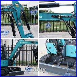 Free Ship 1.8 Ton Mini Excavator Digger Hydraulic Thumb Pioneer Kubota Diesel