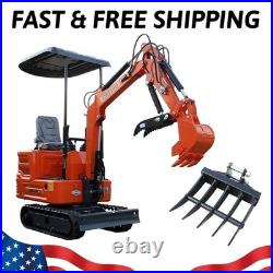 Free Shipping 1-Ton Mini Excavator 13.5HP B&S EPA Gas Engine, Hydraulic Digger