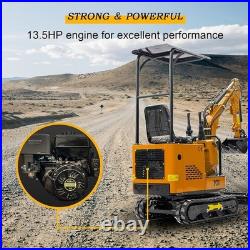 Free Shipping 1 ton 13.5HP Mini Excavator with Retractable Crawler Free Thumb