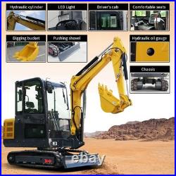 Free Shipping 3.5T Mini Excavator with Hydraulic Thumb, 25HP Kubota Diesel Engine
