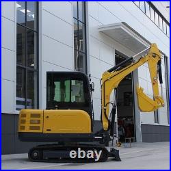 Free Shipping 3.5T Mini Excavator with Hydraulic Thumb, 25HP Kubota Diesel Engine