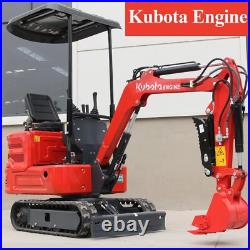 Free Shipping Hydraulic Thumb 1ton Mini Excavator Diesel Kubota 11.5HP US Stock