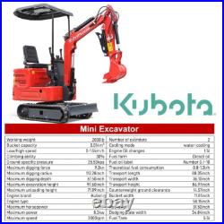 Free Shipping Hydraulic Thumb 1ton Mini Excavator Diesel Kubota 11.5HP US Stock