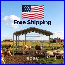 Free ship 13x13ft Galvanized Metal Livestock Shelter Heavy-Duty Cattle Shed US
