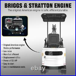 Free shipping 1.2 Ton Mini Excavator 13.5HP Gasoline Powered Compact Digger EPA