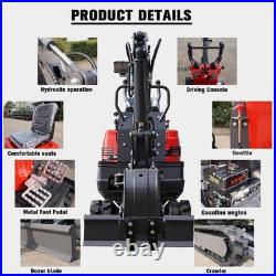 Free unload/ship 0.6T Mini Excavator Digger 9.3hp EPA Gas Engine withthumb clamp
